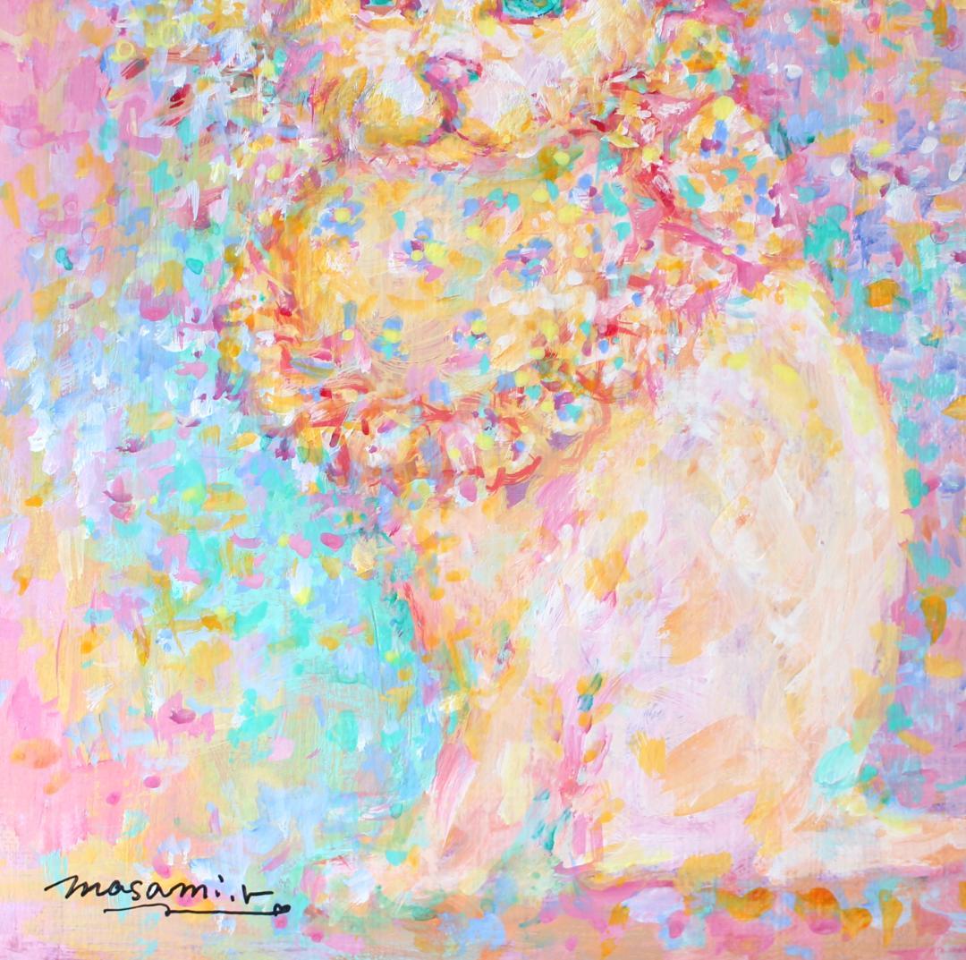 「白猫」アクリル画 原画 SM キャンバス 額なし インテリアアート