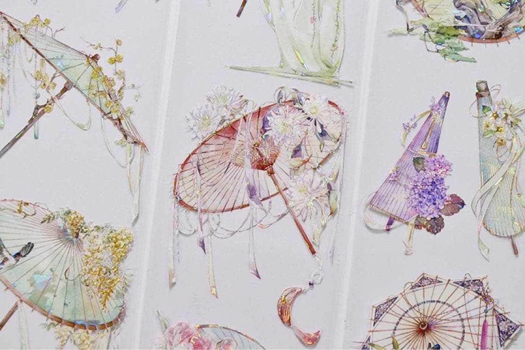 海外マスキングテープ巻売り 花和傘 フラワー 人物マスキングテープ