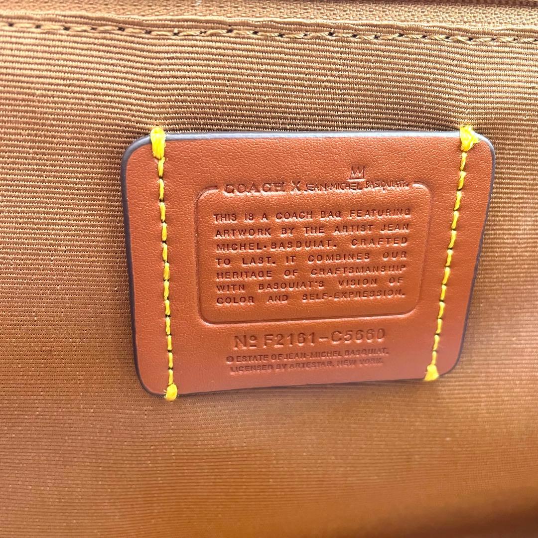 【未使用保管】コーチ　バスキア　2way バッグ　刺繍　ロゴ　レザー　ホワイト