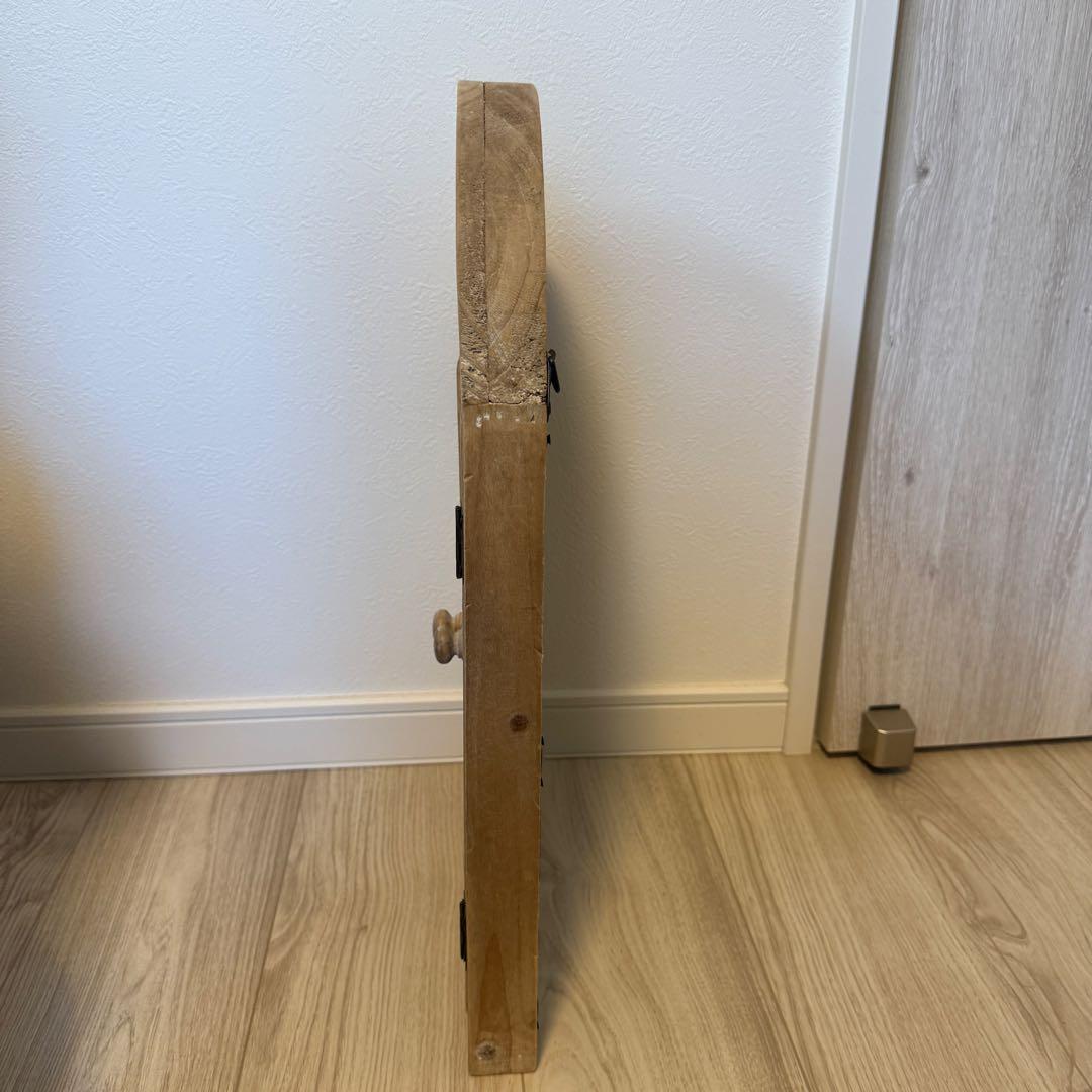 【アンティーク風デザイン】木製アーチ型ミラー シャッター扉付き