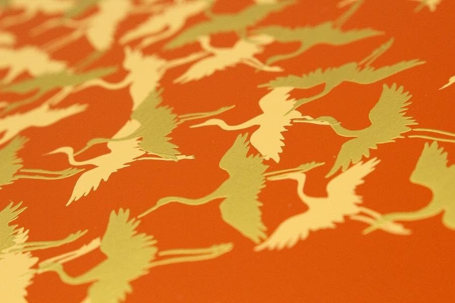 京都 象彦 松蒔絵 鶴蒔絵 菓子盆 一対 未使用(K-A998)