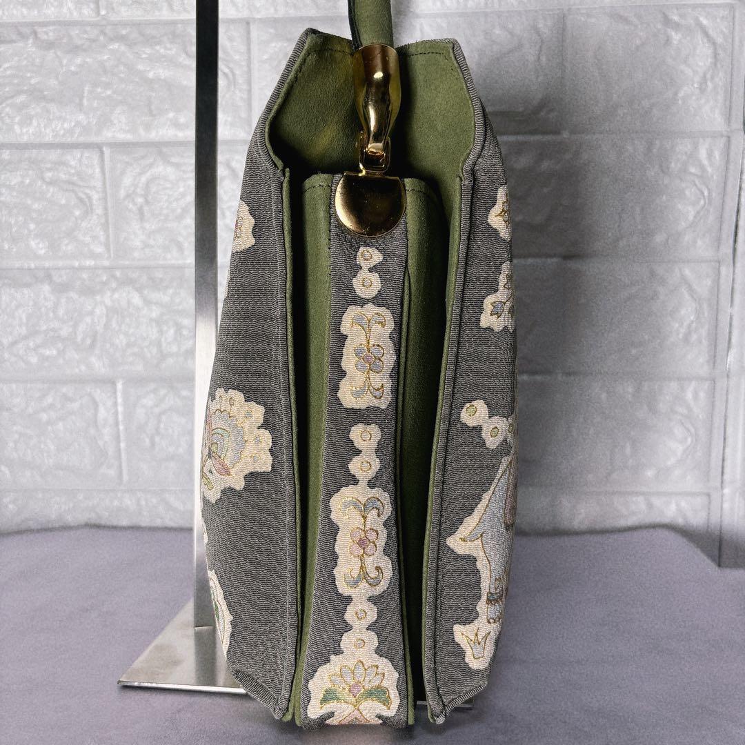 岡重 OKAJIMA オカジマ 京都 ハンドバッグ 和装 刺繍 日本製 絹 象