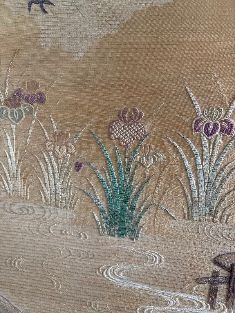 刺繍 屏風間仕切り パーテーション 菖蒲（あやめ）八つ橋（やつはし