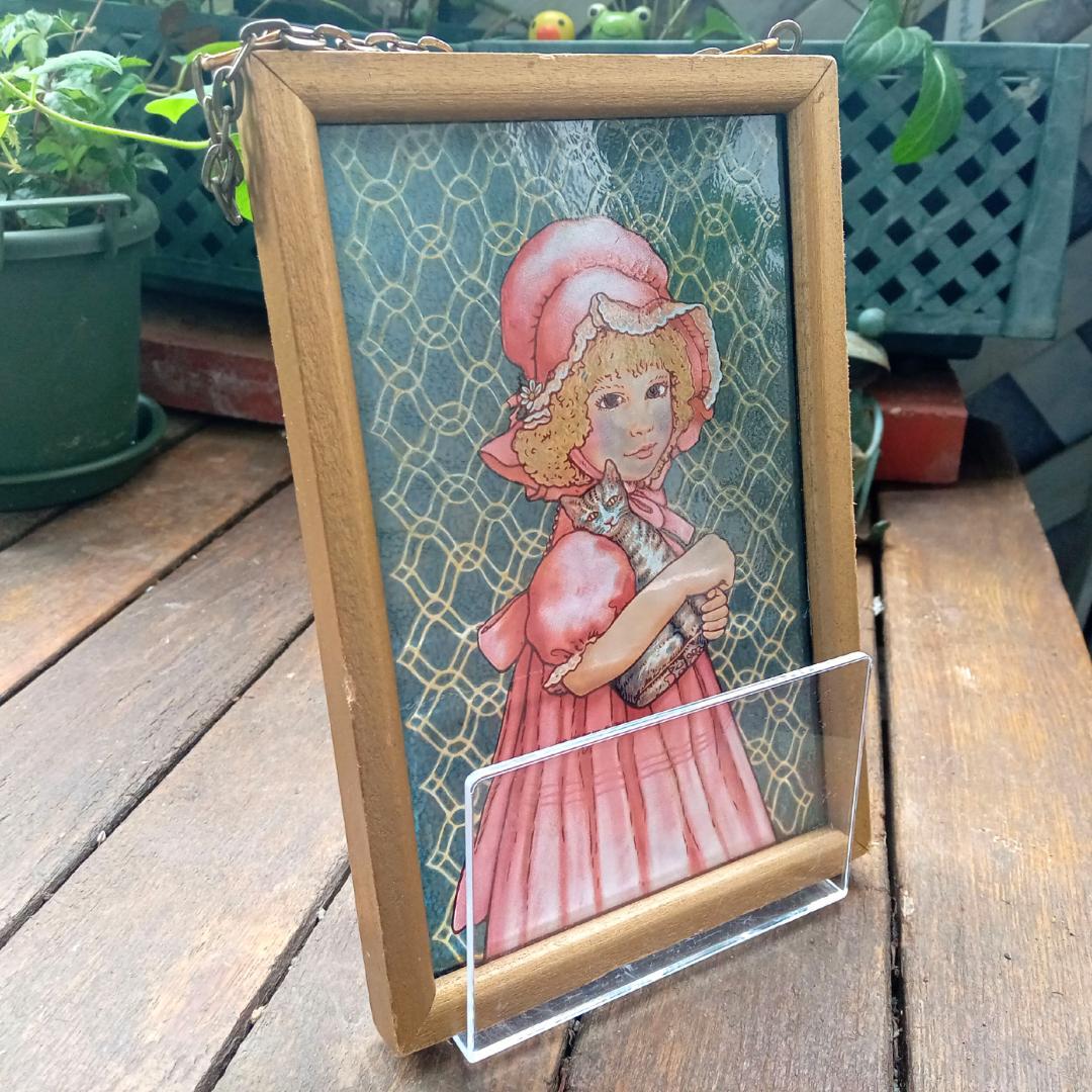 新品ジャン・ハガラ ステンドグラス 少女とお人形 ローレル グラス