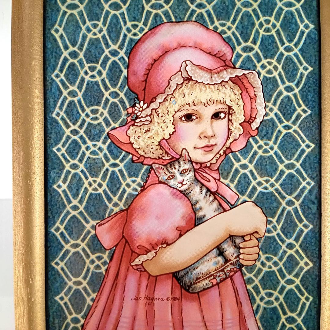 新品ジャン・ハガラ ステンドグラス 少女とお人形 ローレル グラス