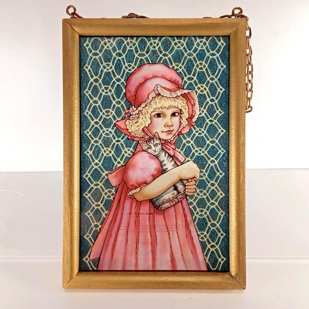 新品ジャン・ハガラ ステンドグラス 少女とお人形 ローレル グラス