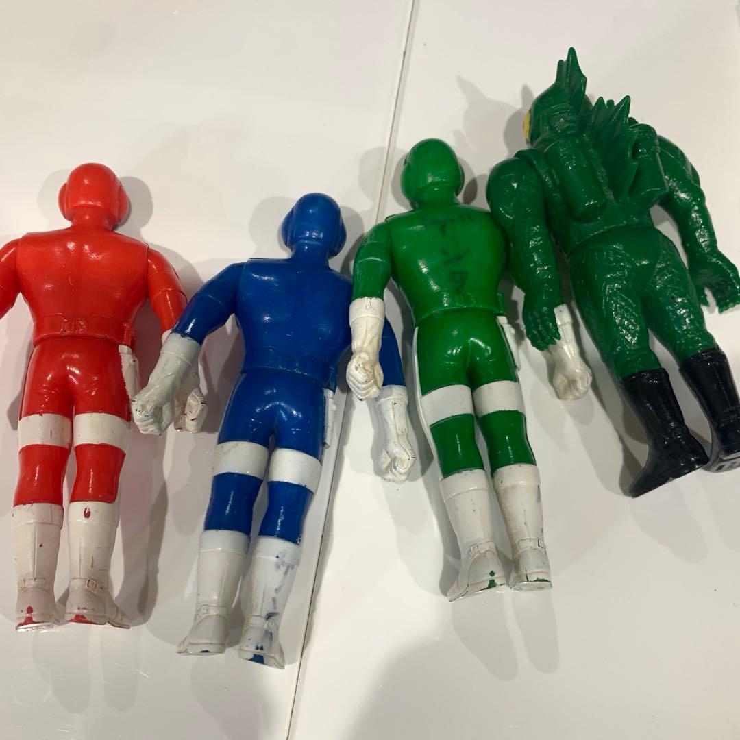 ⭐️希少⭐️超電子バイオマン⭐️アクアイガー　1984年製　ソフビ4体セット　バンダイ