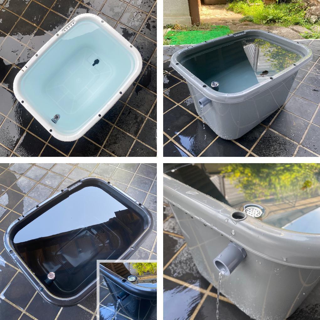 メダカ飼育ケース 56㍑x4個 白黒灰あり オーバーフロー 金魚飼育容器