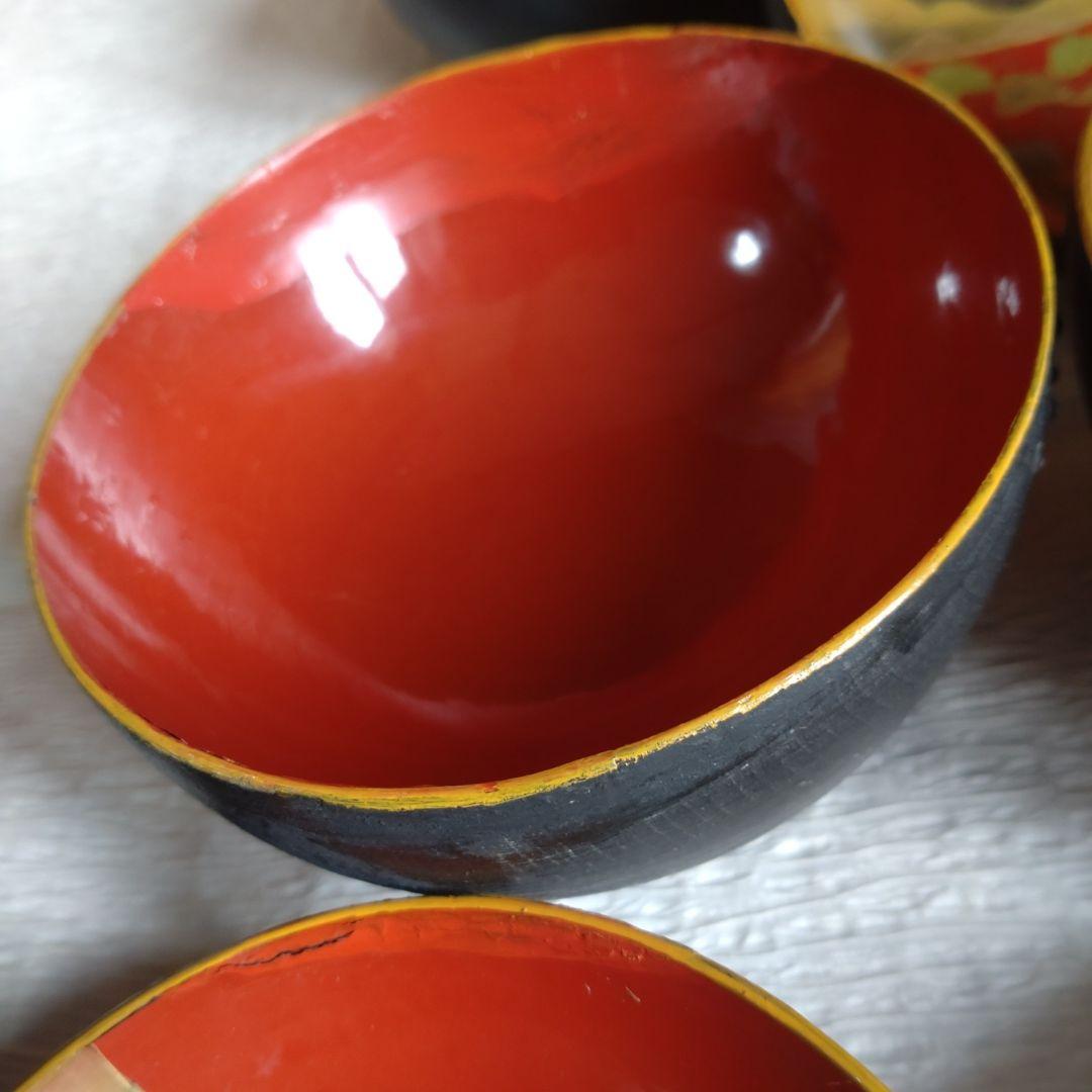 骨董　蔵出し　蒔絵　蓋付きお椀　9客