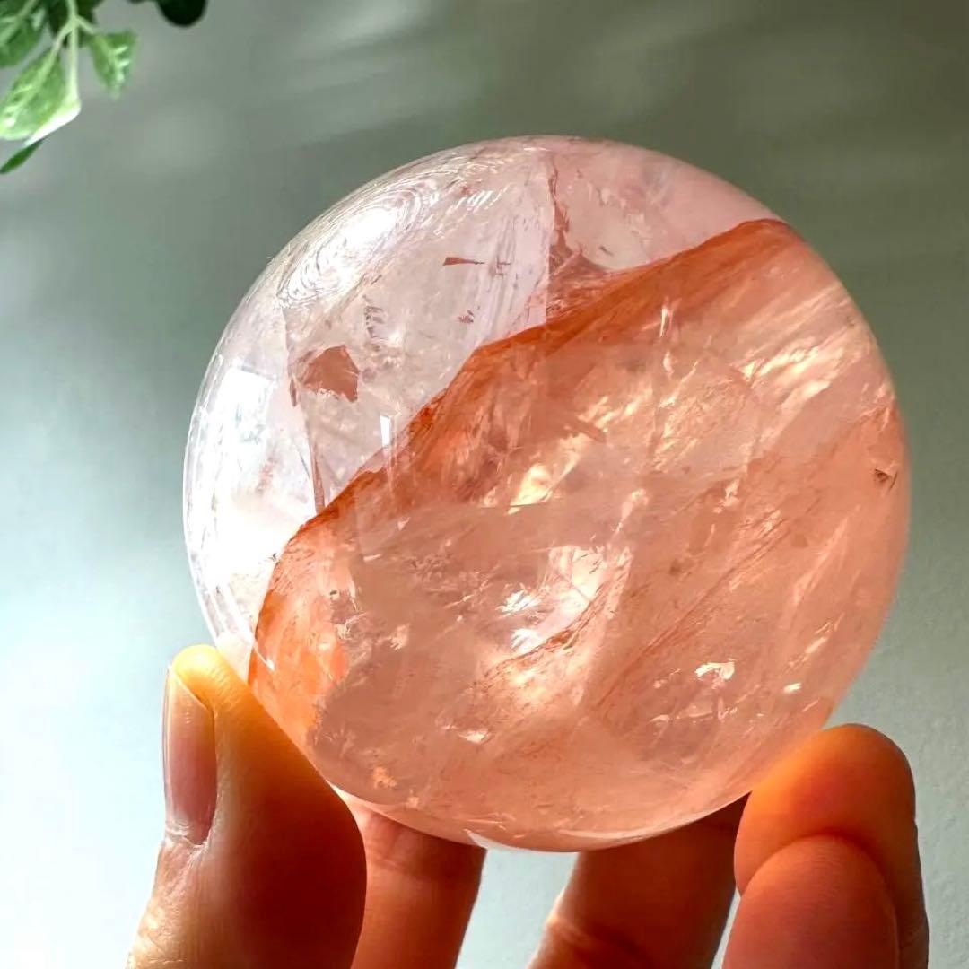 ファイアジェミーローズクォーツ スフィア スターフラッシュ 5.6㎝