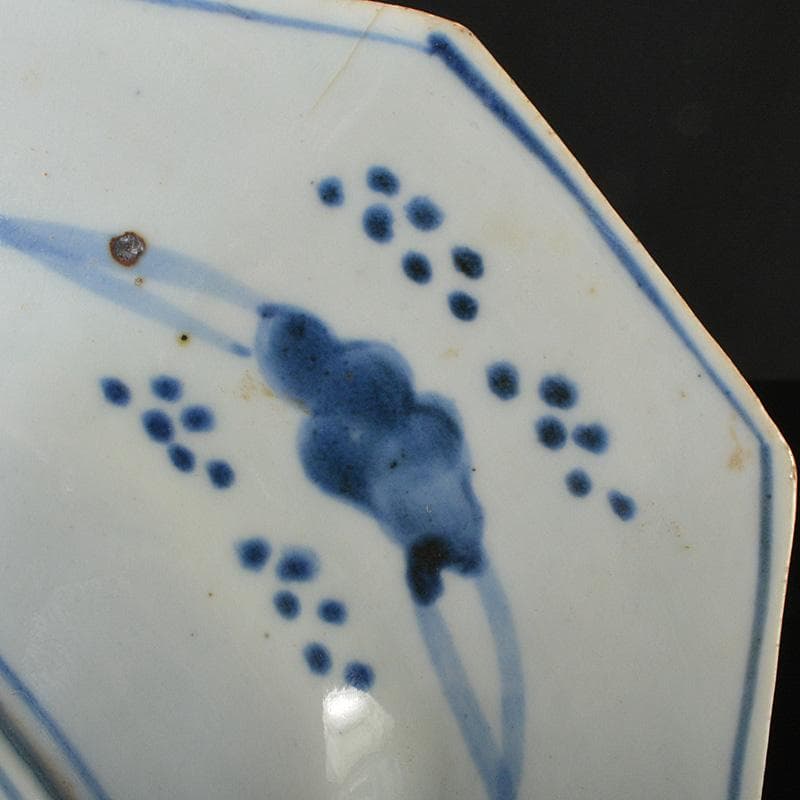 伊万里焼 古伊万里 染付皿山水文八角皿 C R6374F