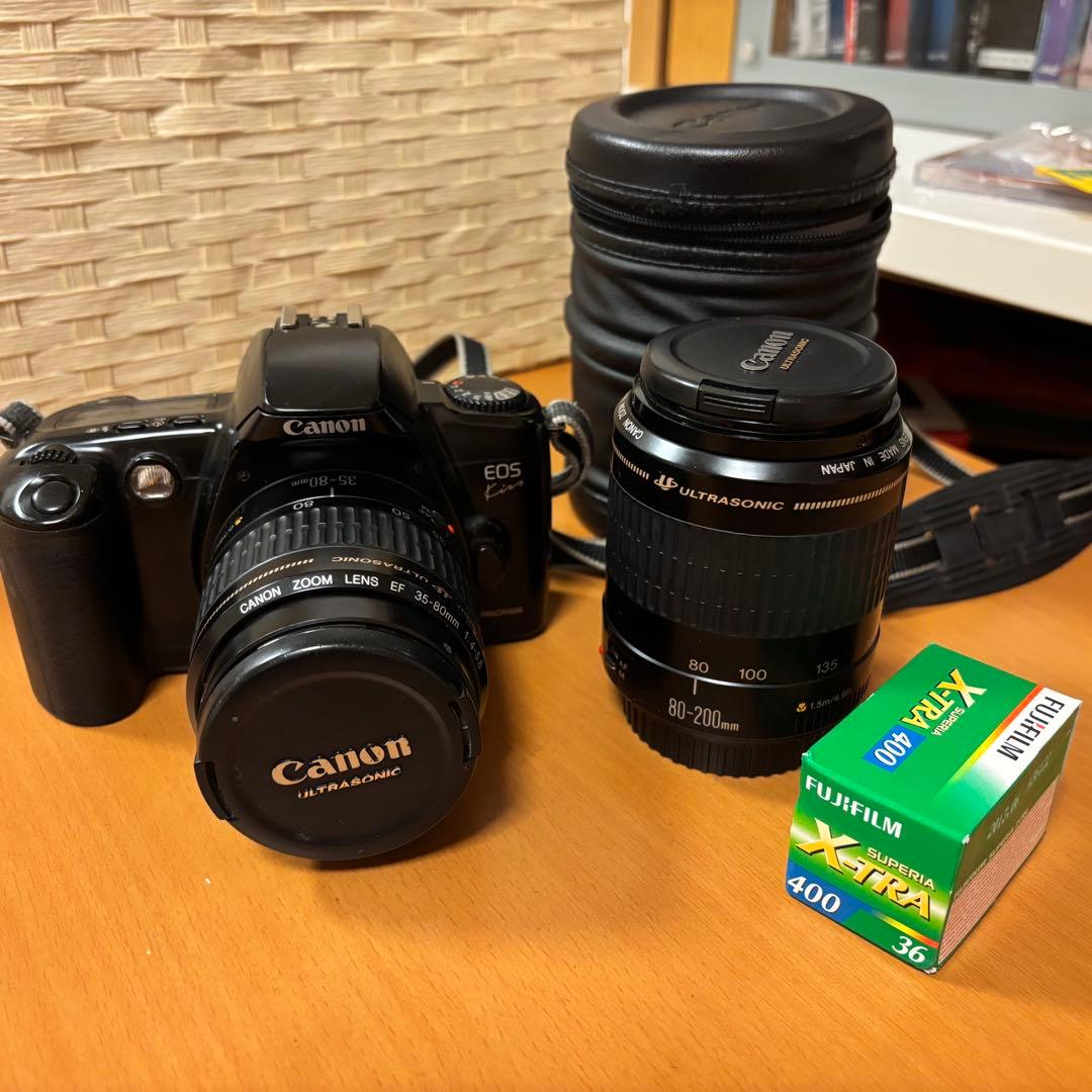 「動作確認済み」Canon EOS KISS フィルムカメラ 望遠レンズ付き 動作確認済み」Canon EOS KISS フィルムカメラ 望遠レンズ付き