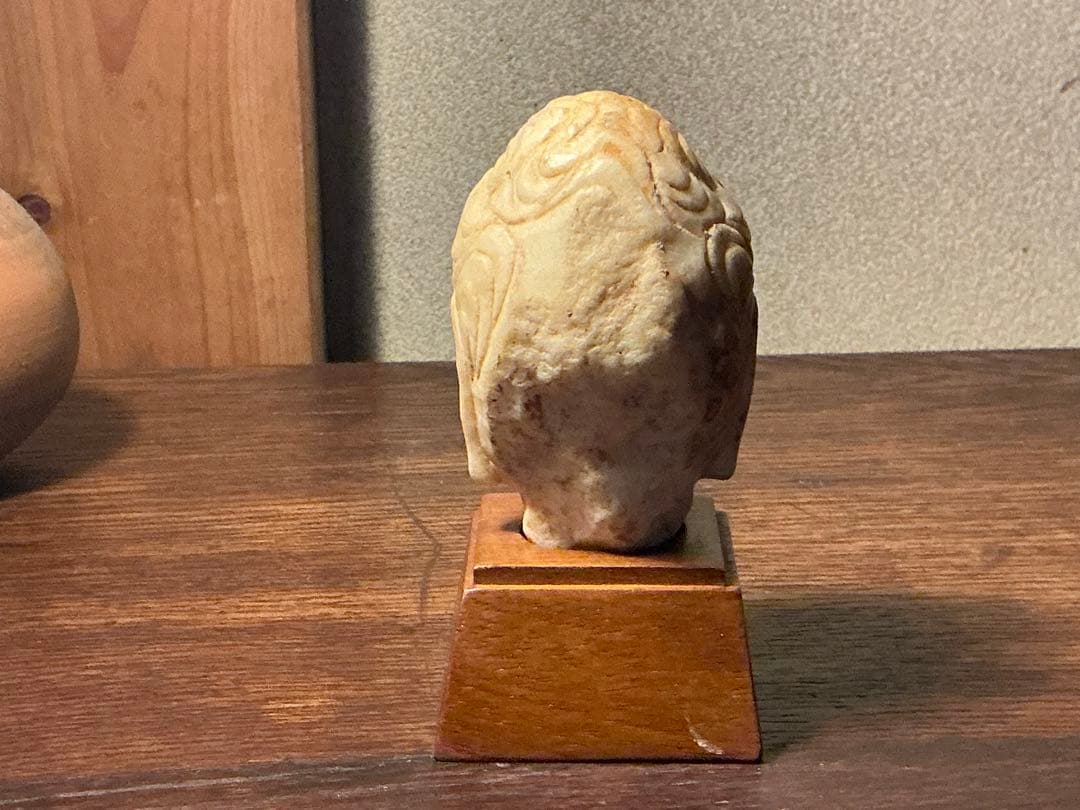 o*0様 仏頭 台付き 高さ約11.6cm 中国石仏 石仏