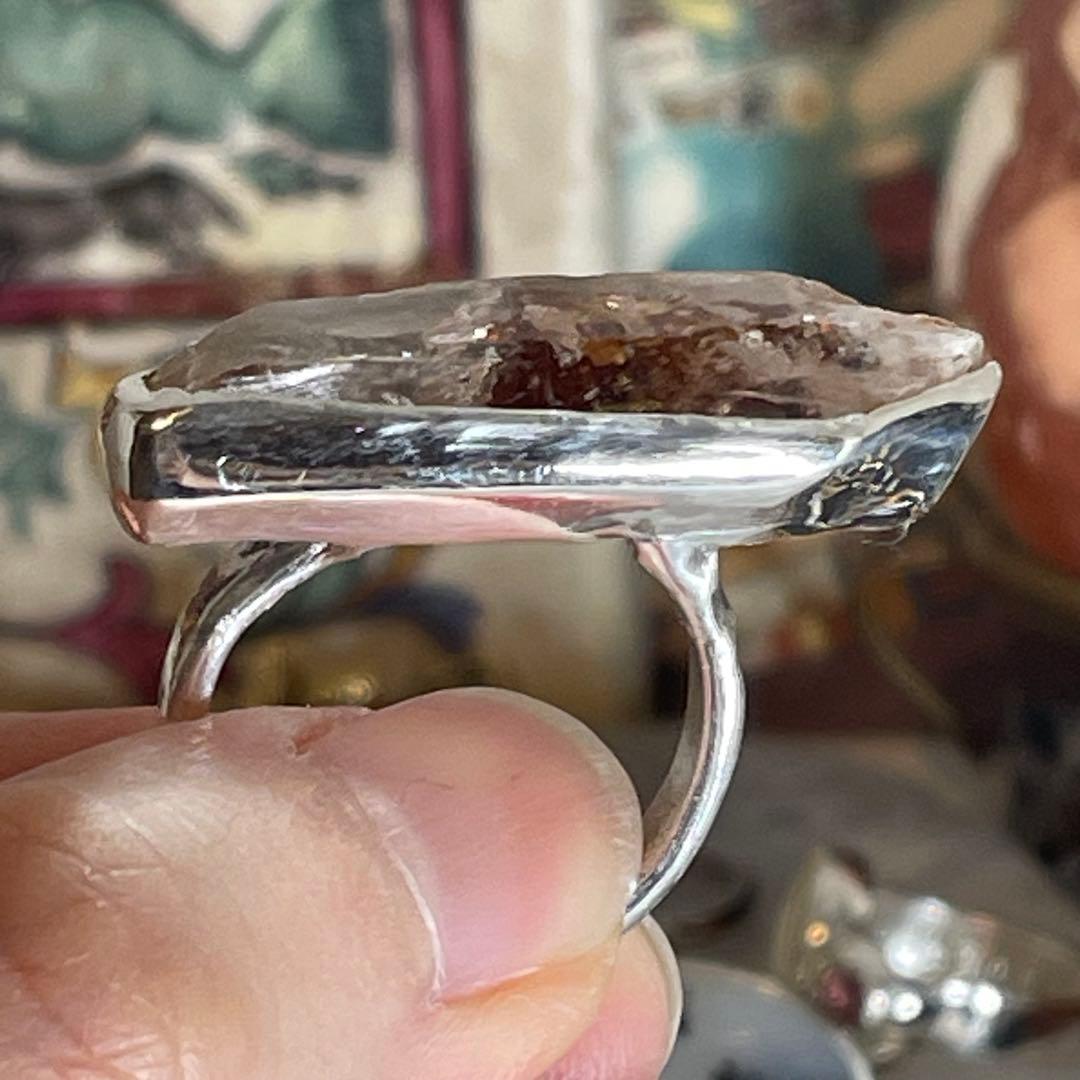 ハンドメイド　シルバー925 　シルバーリング オイルインクォーツ