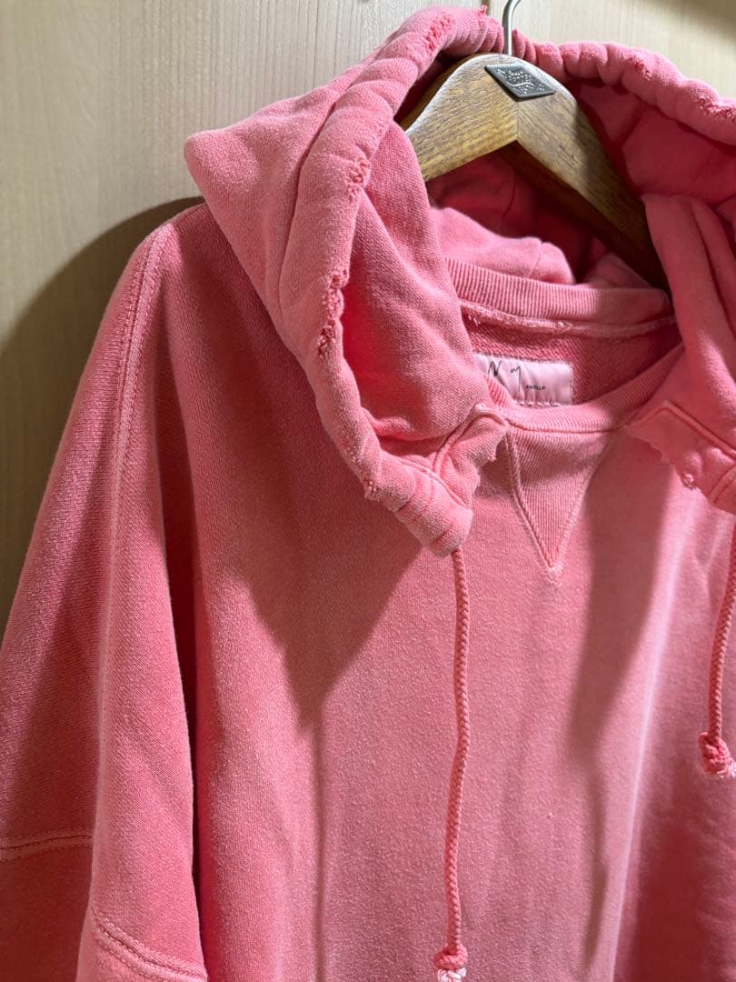 トップス ANCELLM DAMAGE HOODIE - RED