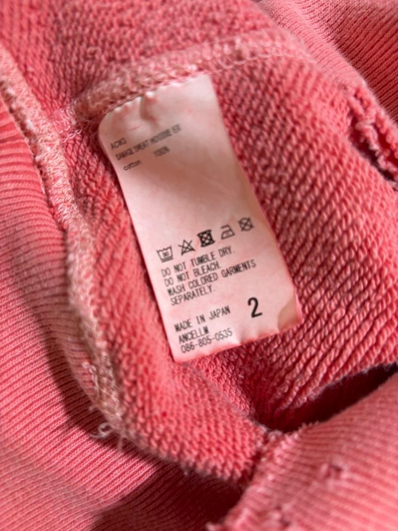 トップス ANCELLM DAMAGE HOODIE - RED