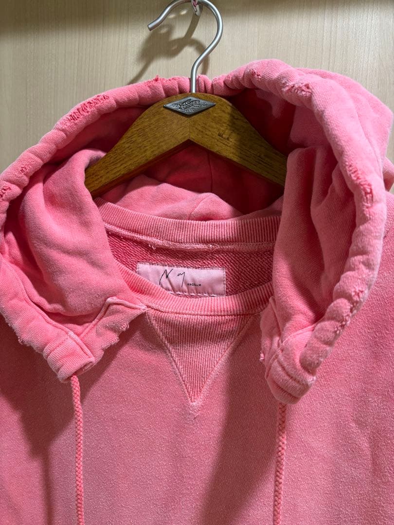 トップス ANCELLM DAMAGE HOODIE - RED