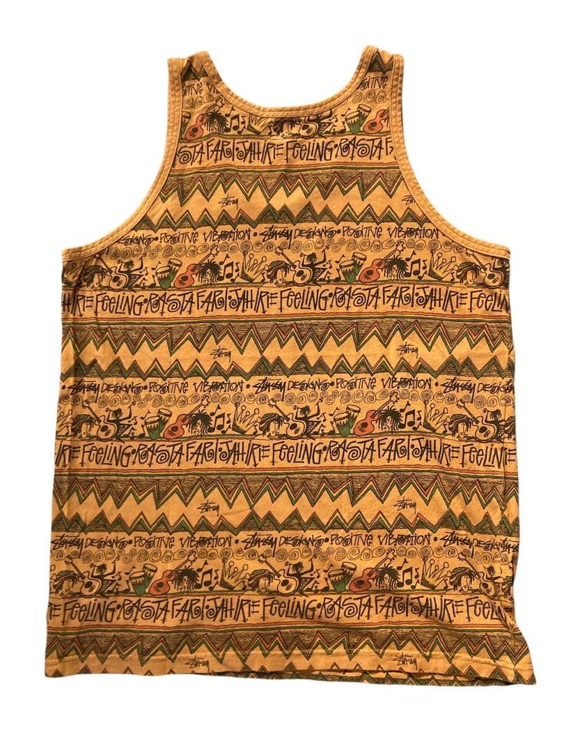 OLD STUSSY IRIE BAND 総柄タンクトップ ラスタTOM TOM