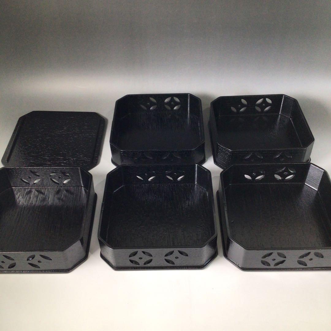 Ｓ９５　縁高　『山中塗』『助田宗明作』『七宝透し』『五段重』　共箱菓子器