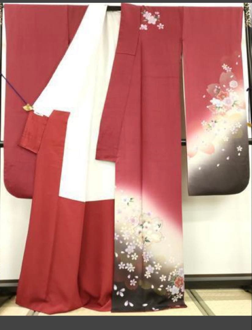 振袖フルセット6点サイズL跳兎 舞桜 暈し染 銀彩
