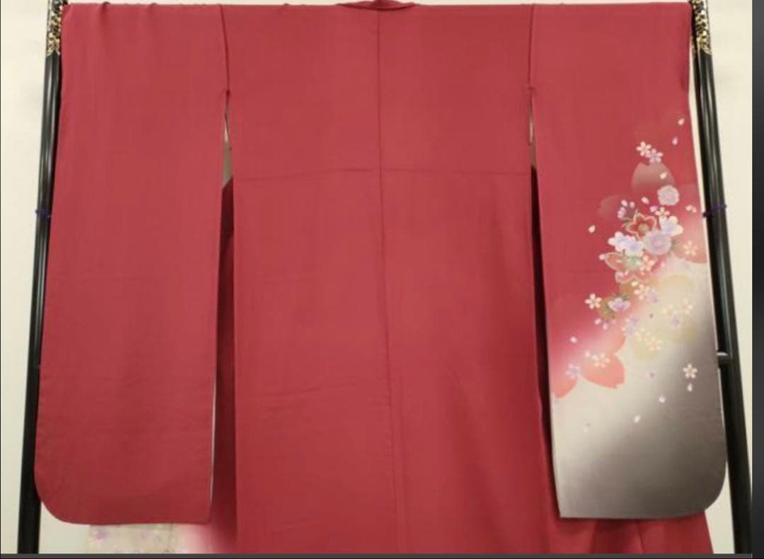 振袖フルセット6点サイズL跳兎 舞桜 暈し染 銀彩