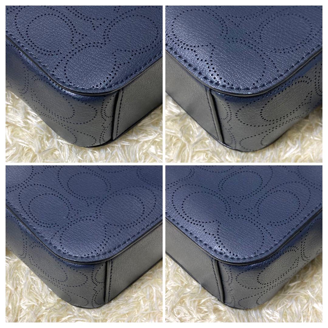 【極美品】COACH コーチ カメラバッグ レザー ネイビー シグネチャー