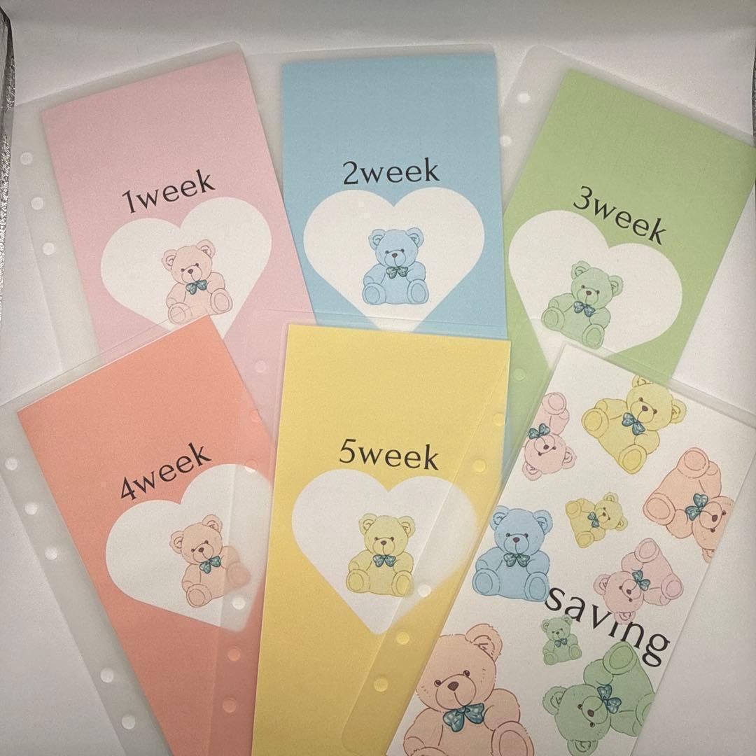 weekly saving リフィル くま 家計管理 韓国 バインダー 貯金 - メルカリ