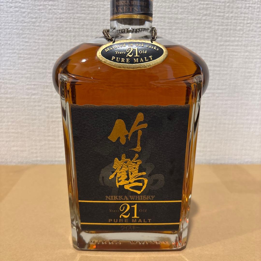 ニッカウイスキー 竹鶴21年 ピュアモルト 角瓶 液面良好 未開封 ニッカ