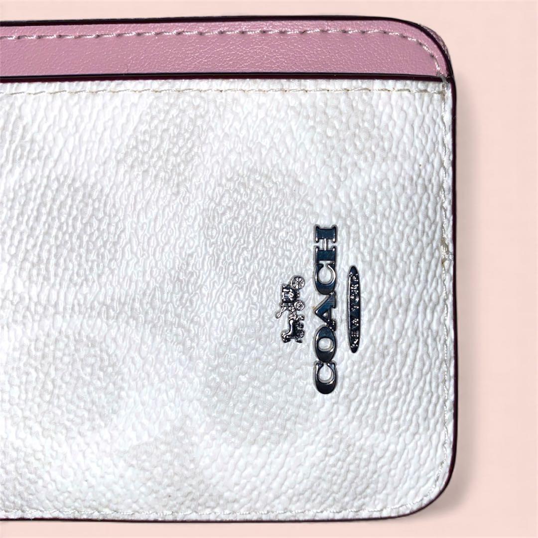 【新品】 COACH コーチ ケース カードケース 定期入れ 白 ピンク