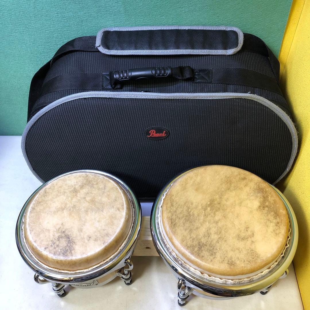 か77○ 【中古】REMO / CROWN BONGO ケース付き(pearl)