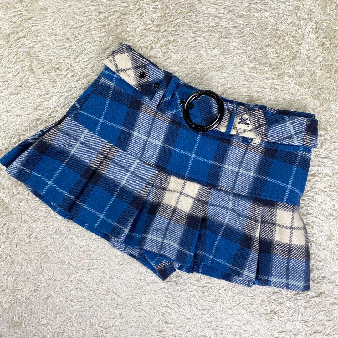 【美品】バーバリーブルーレーベル キュロットパンツ ノバチェック 38 ブルー