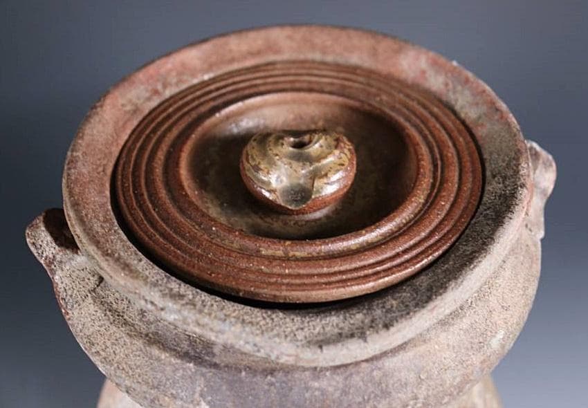 古備前 江戸後期 耳付窯変瓢水指 M323