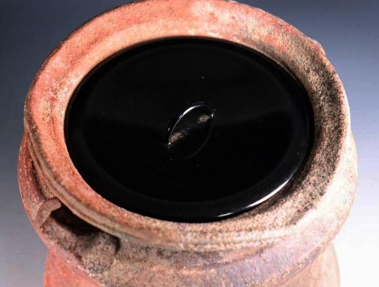 古備前 江戸後期 耳付窯変瓢水指 M323