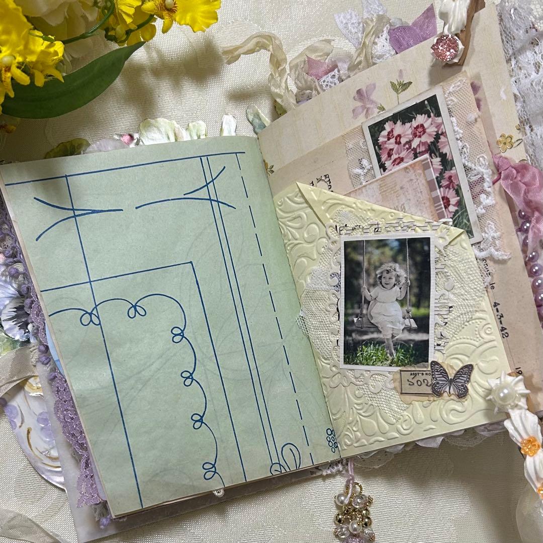 薔薇とレースのジャンクジャーナル・雑記帳　パンジー　For Ynu