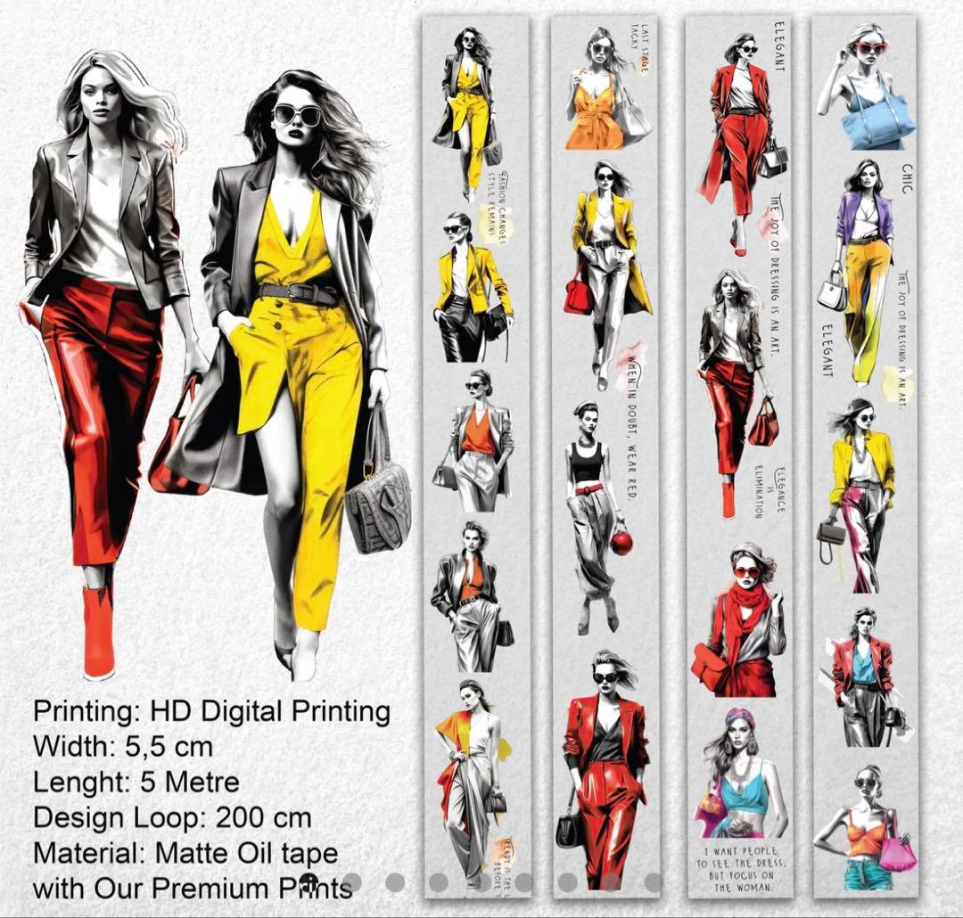 ONWIZE 海外マスキングテープ 【1ループ 】女の子 人物 ファッション