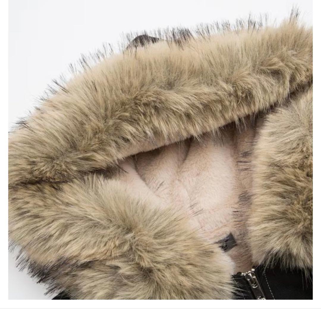 ファー付きボンバージャケット 黒