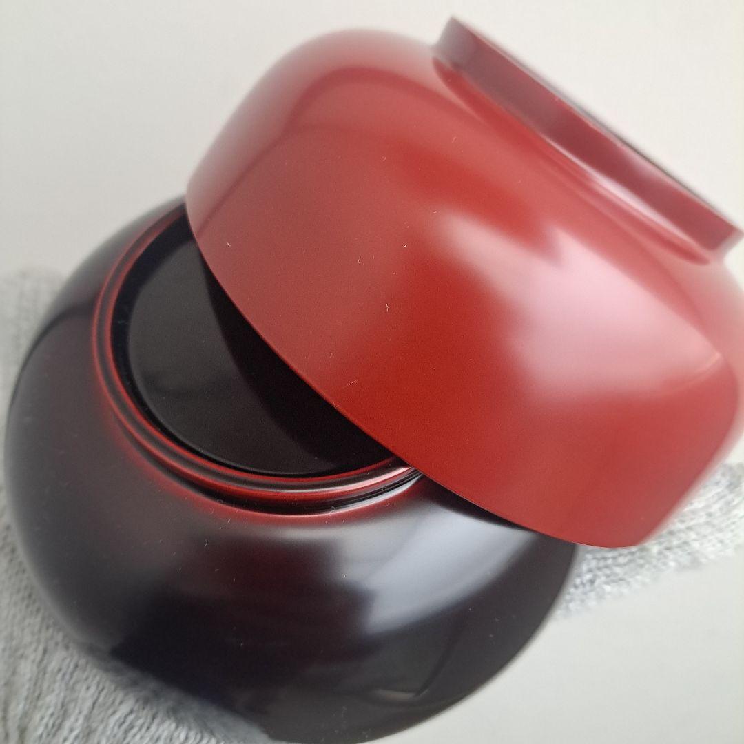 【越前漆器　地の粉\"スープ椀】天然木製　溜/古代朱色　未使用品