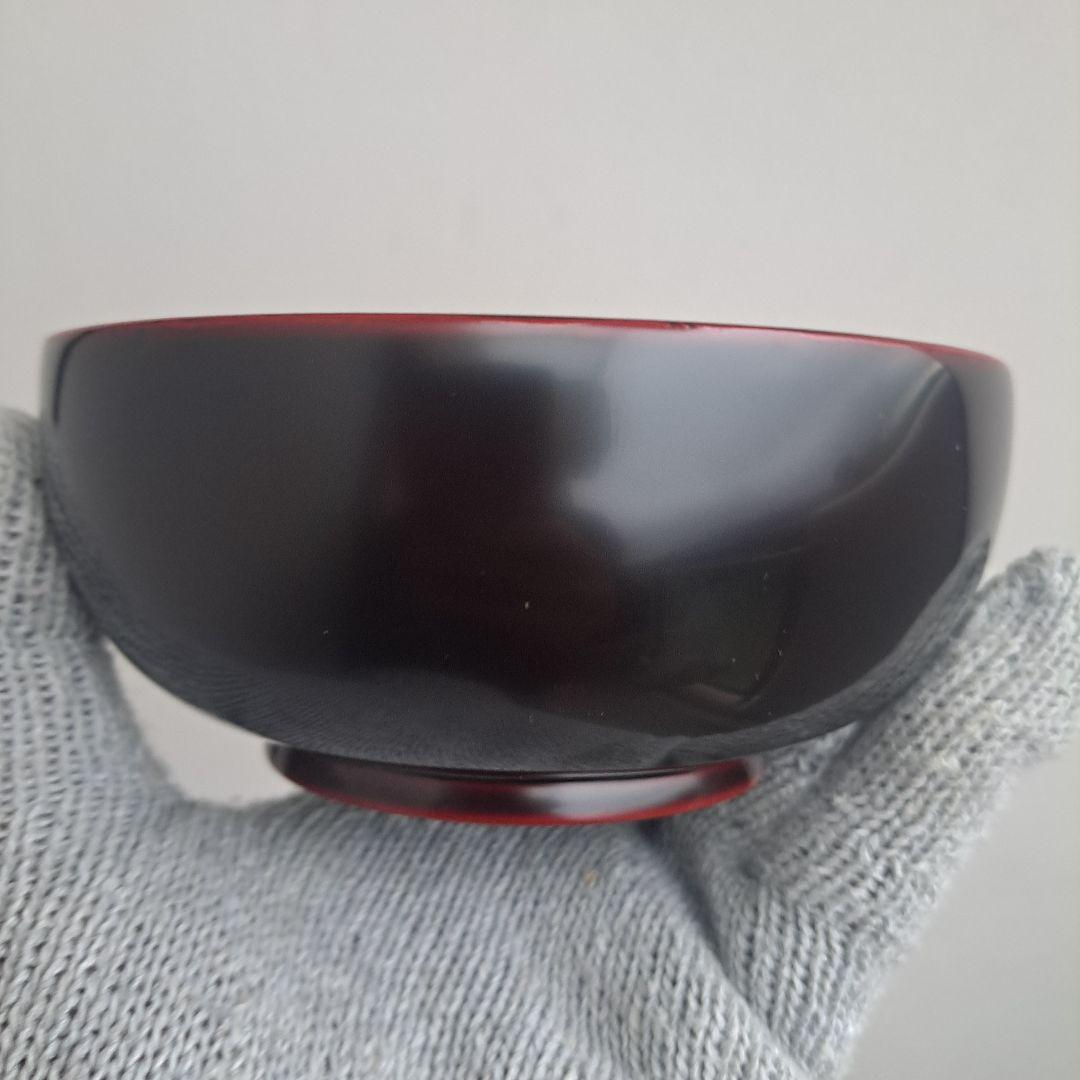 【越前漆器　地の粉\"スープ椀】天然木製　溜/古代朱色　未使用品
