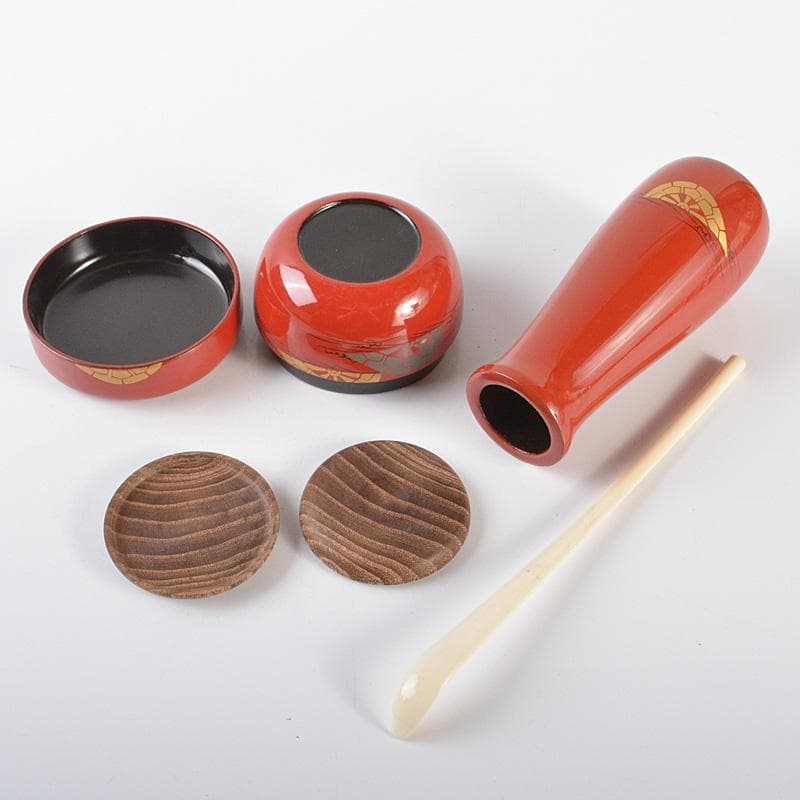 茶道具　漆塗　茶箱　茶碗　茶杓　棗など　八点　一式　V　R6455