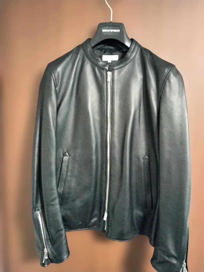 SHIPS JET BLUE】シングルライダースレザージャケット Mサイズ