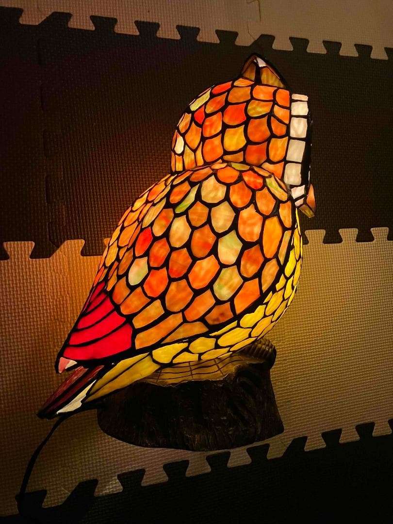 フクロウ ステンドグラス ランプ ナイトランプ