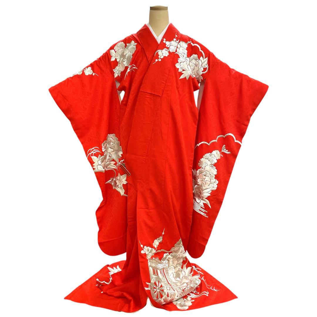 ◎mk-1250 引き振袖 お引きずり 婚礼衣装 銀駒刺繍 H-10-7