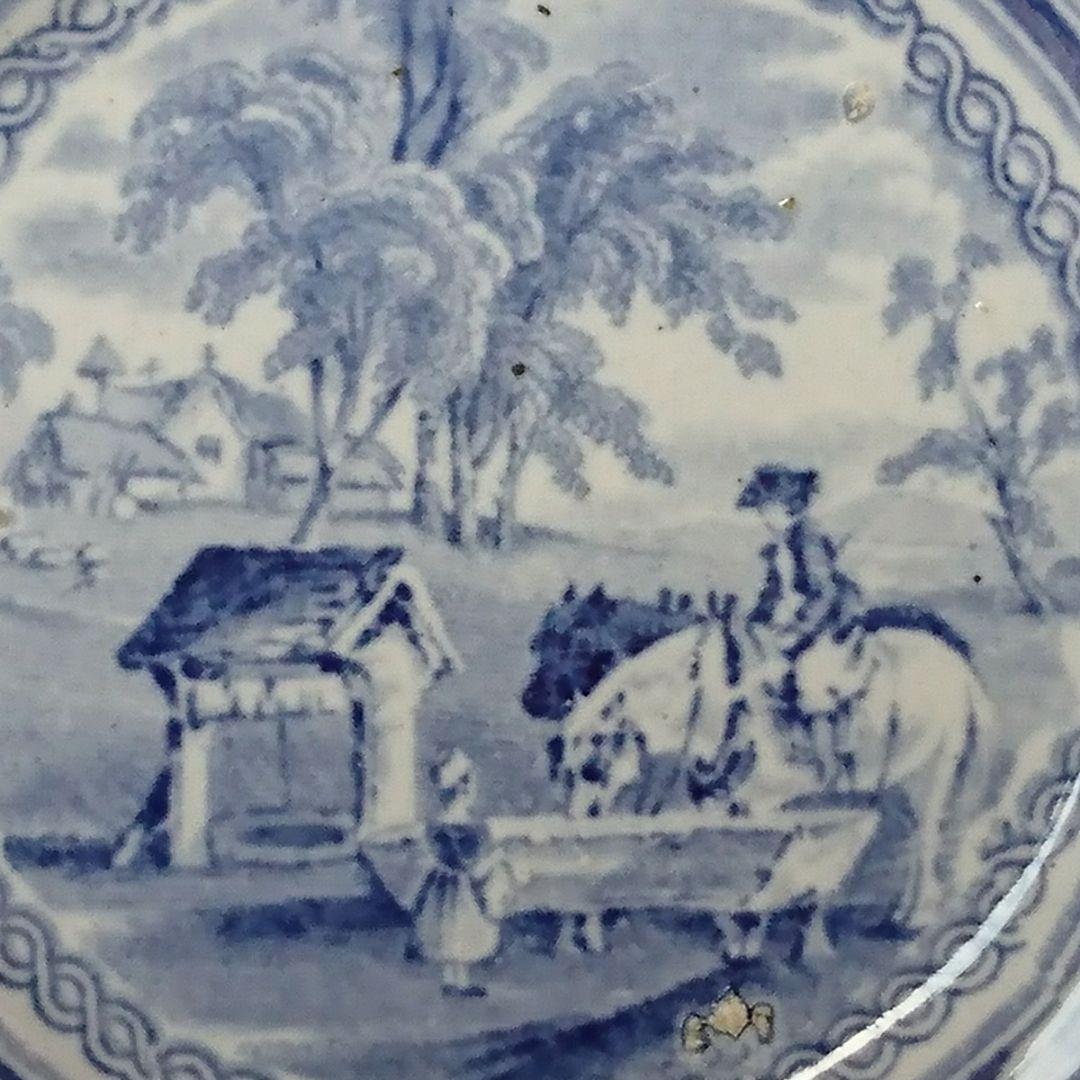 イギリスアンティーク カップ＆ソーサー ブルー＆ホワイト 1830年