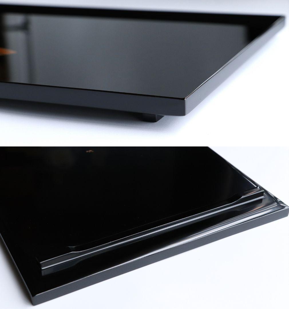 MA202 輪島塗 慶塚 扇面五節句蒔絵 卓上膳 五客 黒塗 足付長方膳 木製