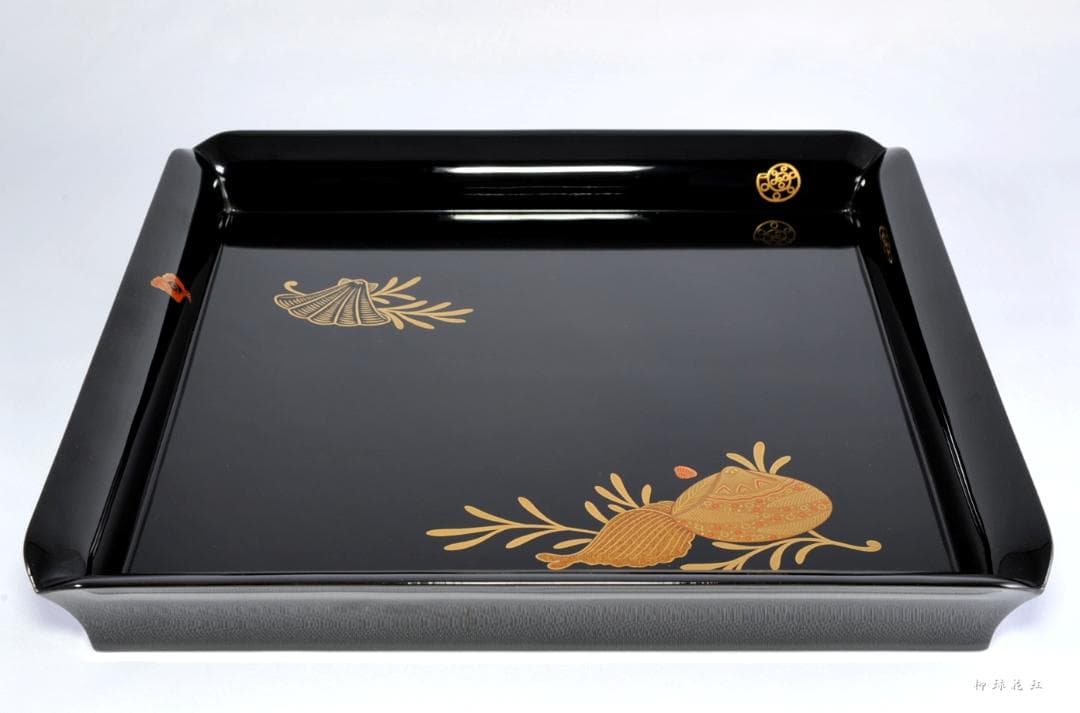 【Tatsu Kazuki】茶平一斎 海松貝蒔絵 四方盆 共箱