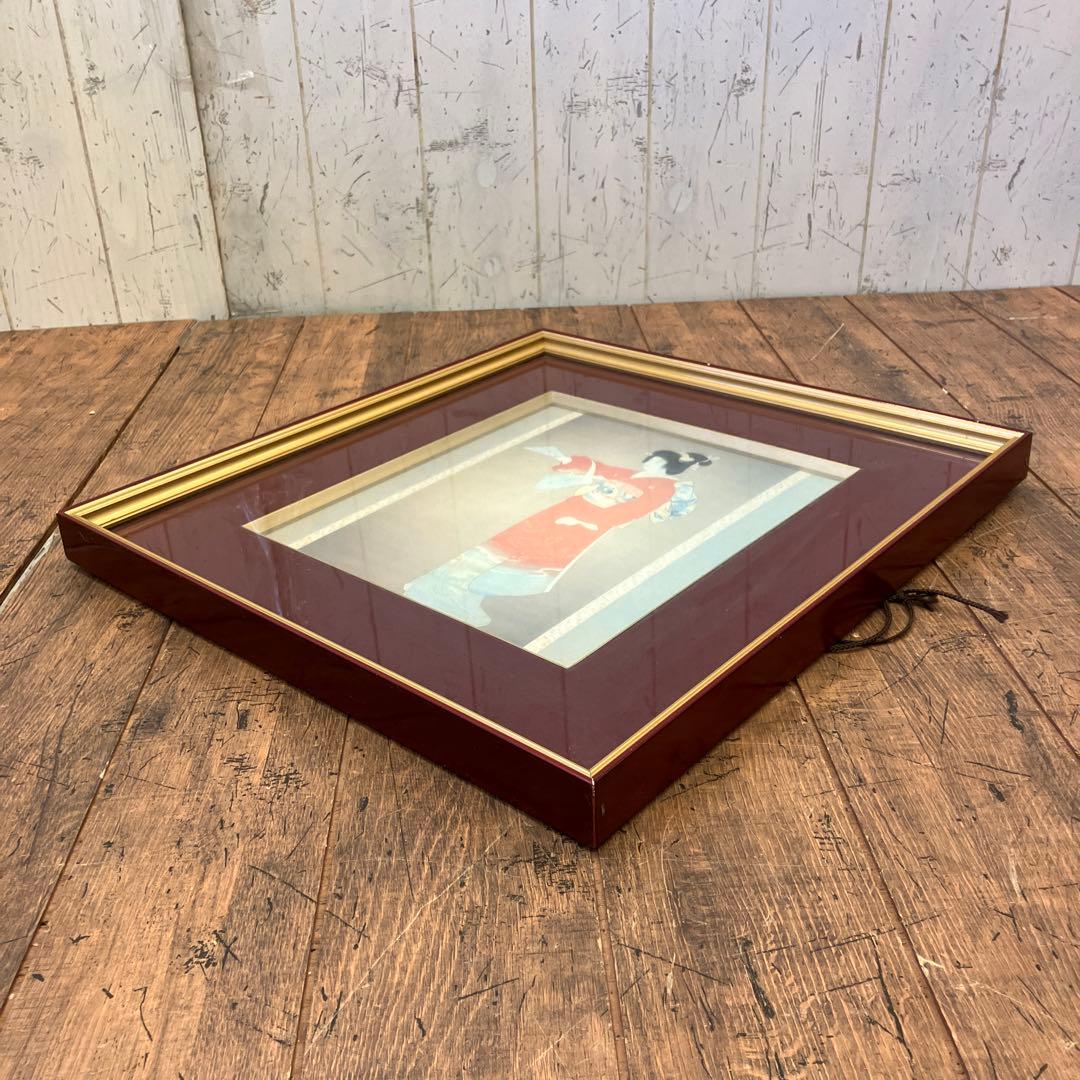 昭和レトロ 上村松園 芸妓 序の舞 リトグラフ 日本画 絵画 額縁 額装 美術