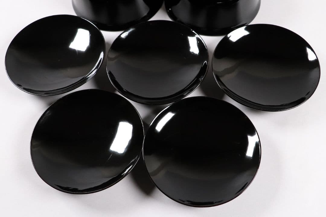 木製漆器 梅蒔絵 黒塗 椀 五客 漆芸 茶懐石 会席道具【MA287】