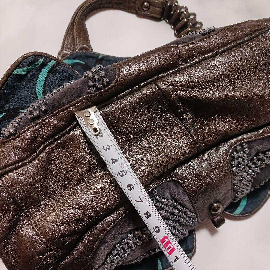 最終値下げ！ジャマンピエッシュビーズ装飾付きグレーショルダーバッグ