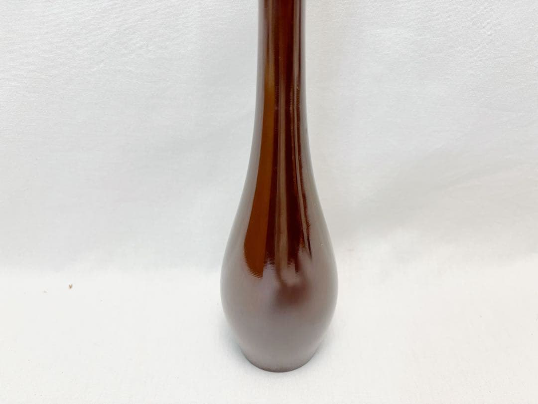 華道具 龍仙作 銅製 花器 一輪挿し 重さ約0.6KG 鶴首花入 花瓶 共箱