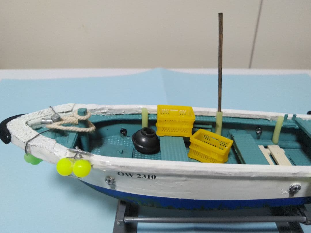 【ワンオフ】HO 和船　漁船　船外機　マーキュリー　モーター付　ストラクチャー